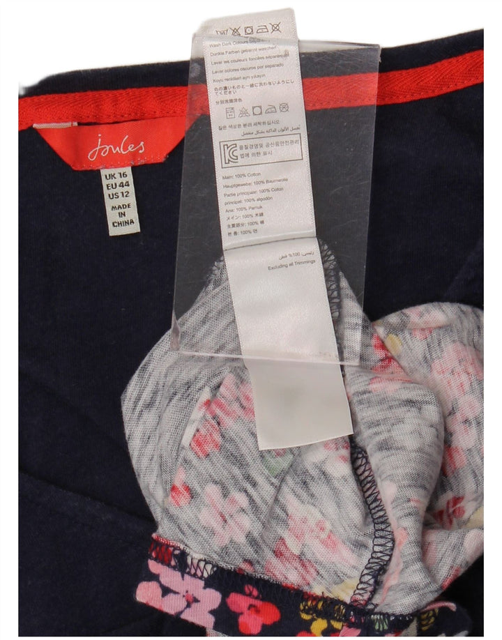 JOULES Pulover de damă cu decolteu în V UK 16 mare, albastru marin, bumbac floral