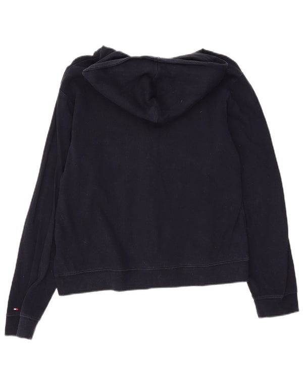 Tommy Hilfiger Pulover cu capota cu fermoar grafic pentru baieti 12-13 ani bumbac bleumarin
