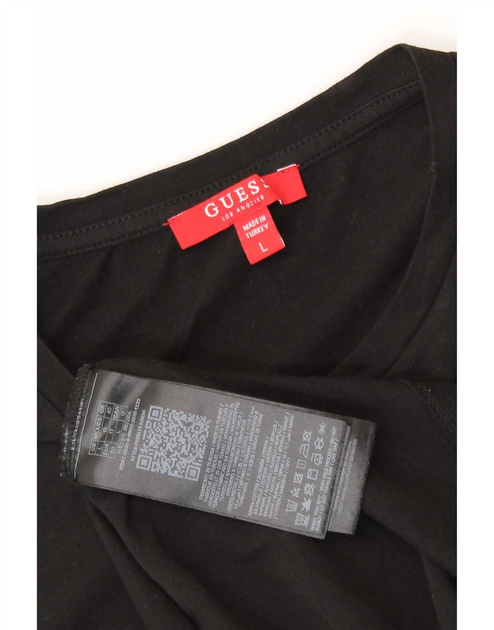 Tricou grafic Guess pentru bărbați Top mare din bumbac negru