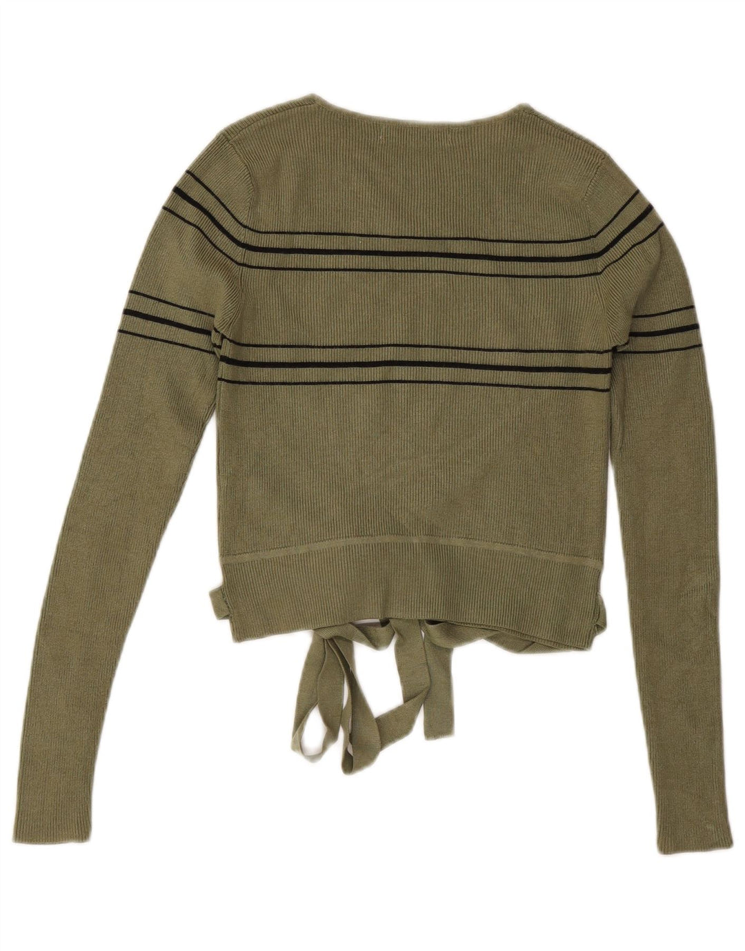 Pulover de damă ZARA crop cu gât barcă UK 12 Medium Khaki Dungat