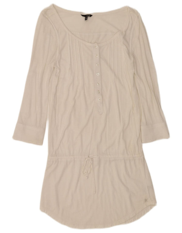 Rochie Hurley pentru femei cu mâneci lungi și talie scăzută UK 10 Bumbac alb mic