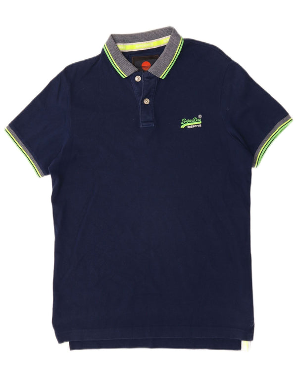 Superdry Mens Polo Shirt Large Navy Blue Cotton