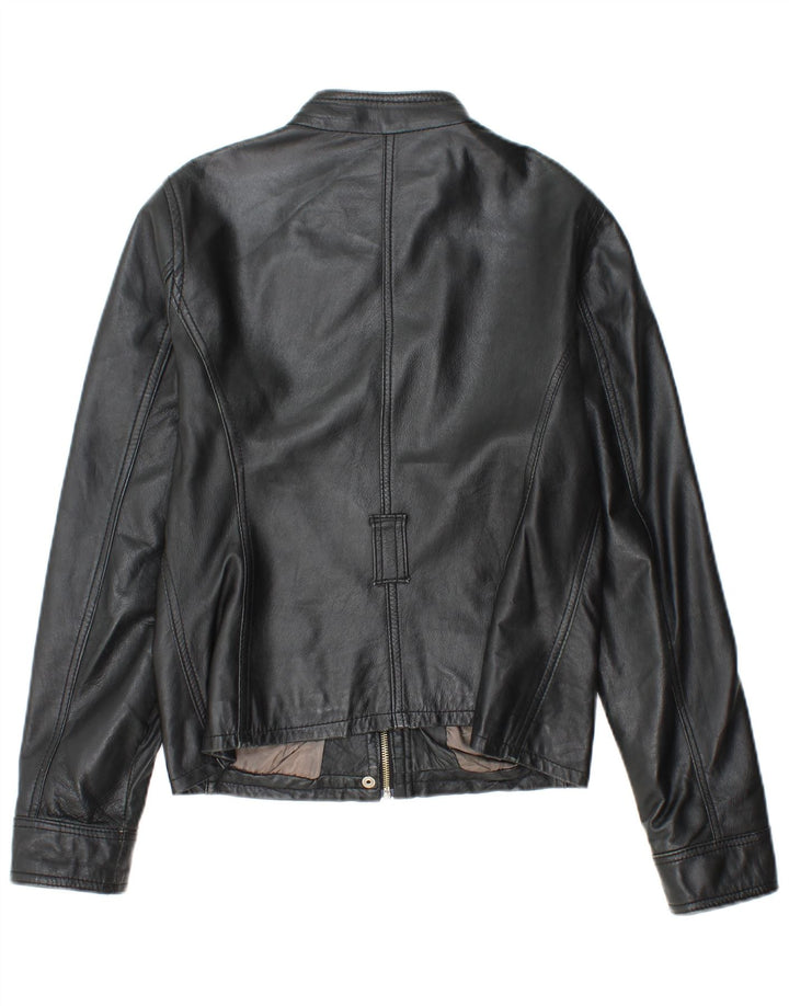 SANDRO FERRONE Jachetă de piele pentru femei UK 14, mare, neagră