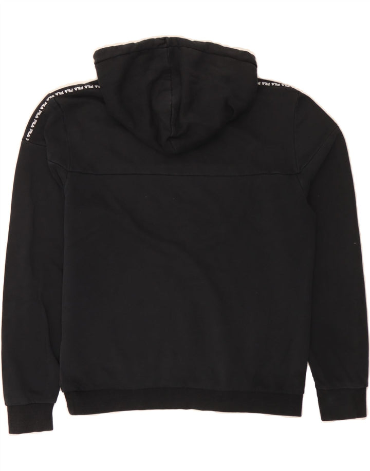 FILA Mens Graphic Hoodie Jumper Medium Black Cotton Vintage Fila and Second-Hand Fila from Messina Hembry 
