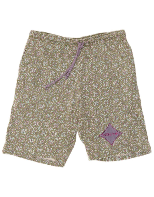 Pantaloni scurți sport vintage pentru bărbați, mari, verde, florale din bumbac