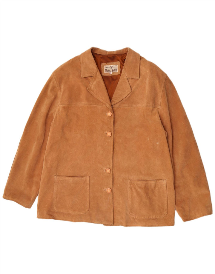Blazer Vintage pentru femei supradimensionate, cu 4 nasturi, din piele intoarsa, IT 44 maro mediu