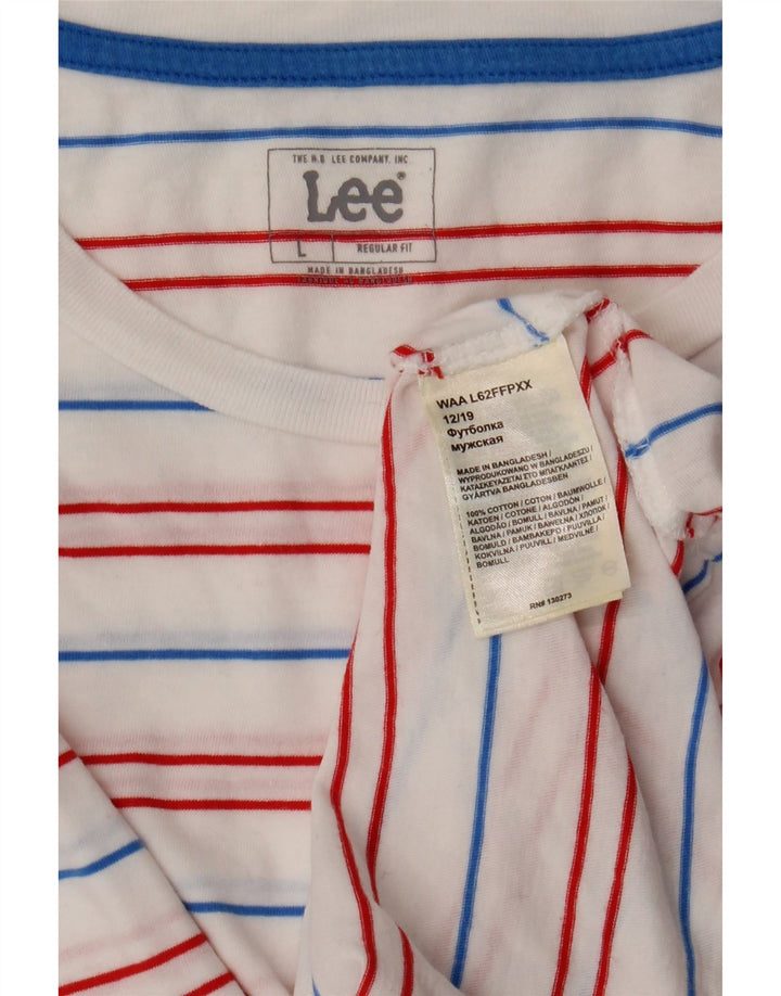 Tricou Lee pentru bărbați, cu tăiere obișnuită, top mare din bumbac cu dungi albe