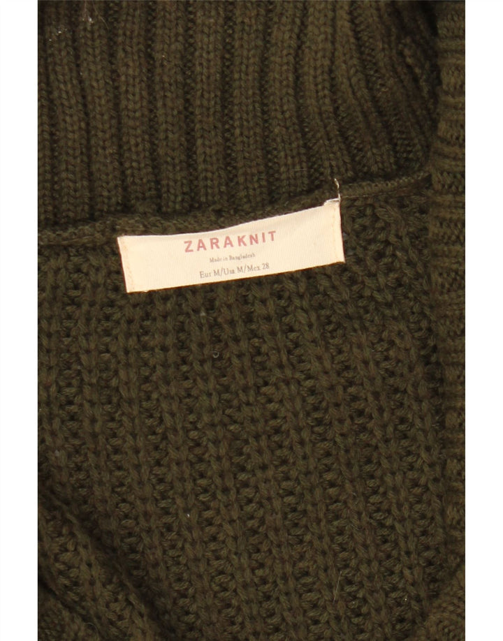 Pulover cardigan cu două piept pentru femei Zara UK 14 Medium Khaki