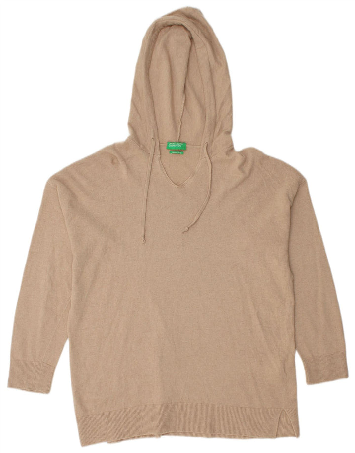 Pulover cu glugă Benetton pentru femei UK 14 Medium Bej Poliamidă