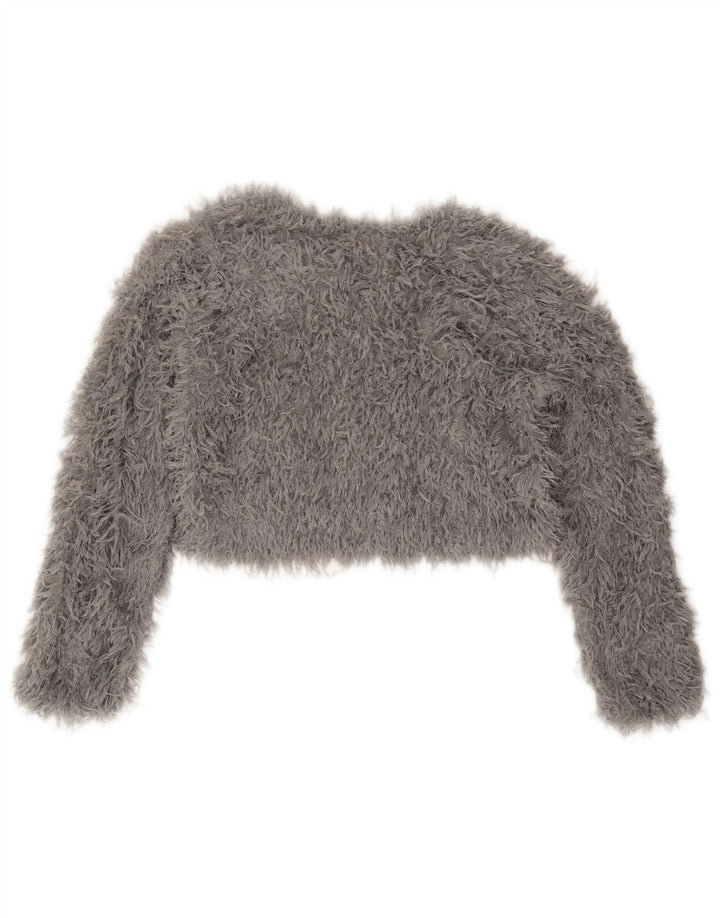Top Crop tricot Zara pentru femei cu mânecă lungă UK 16 mare gri