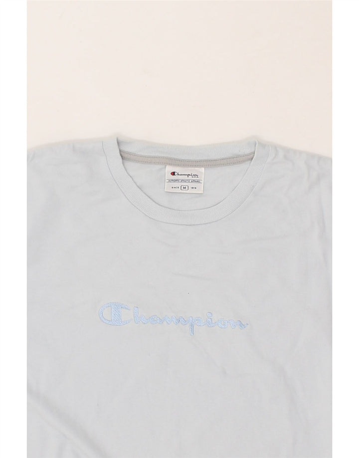 CHAMPION Womens Graphic T-Shirt Top UK 14 Medium Blue Cotton Vintage Champion and Second-Hand Champion from Messina Hembry 