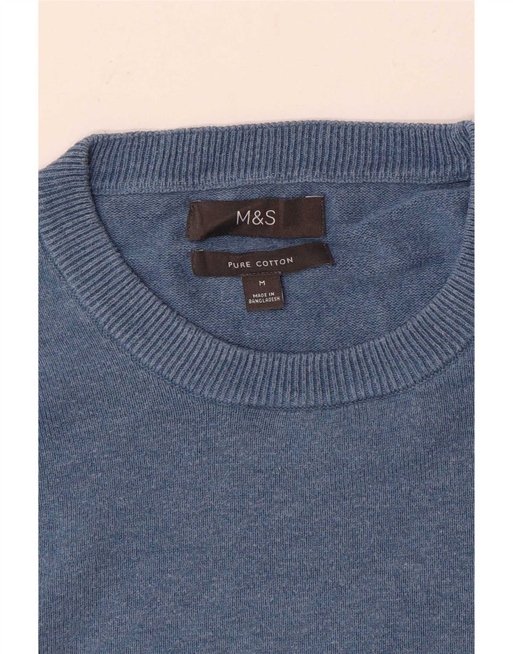Pulover pentru bărbați Marks & Spencer, cu gât crew, bumbac albastru mediu
