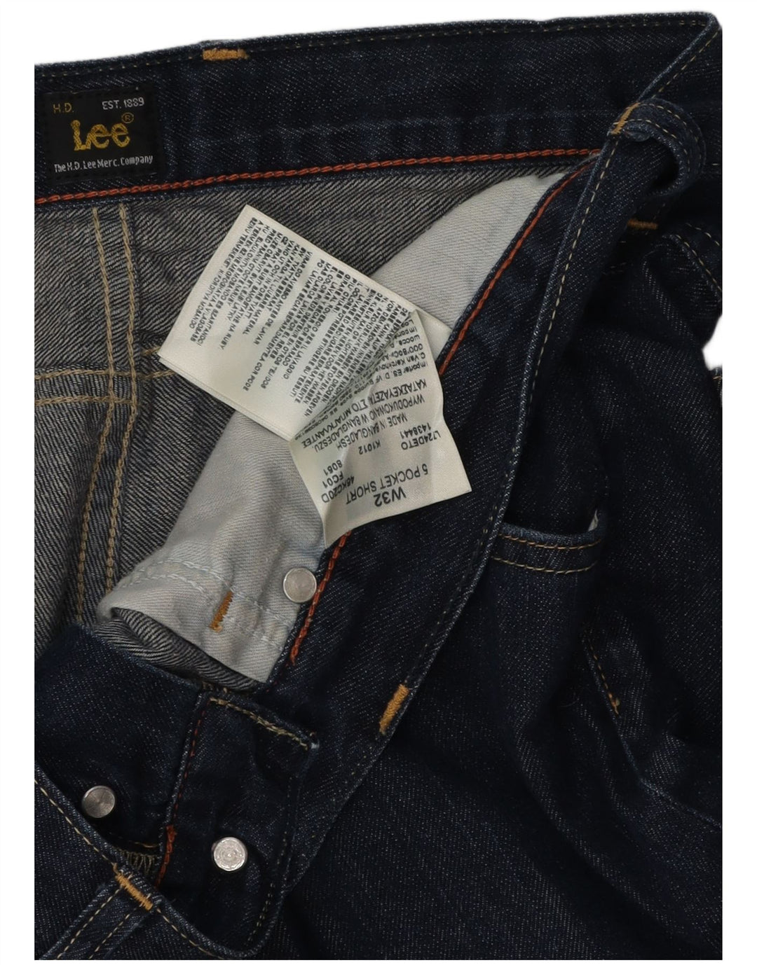 Pantaloni scurți de blugi pentru bărbați Lee, 5 buzunare, W32, bumbac, albastru bleumarin mediu