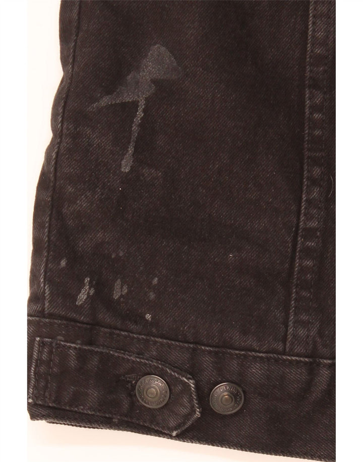 Jachetă Sherpa de denim pentru bărbați Zara UK 42 XL Poliester negru