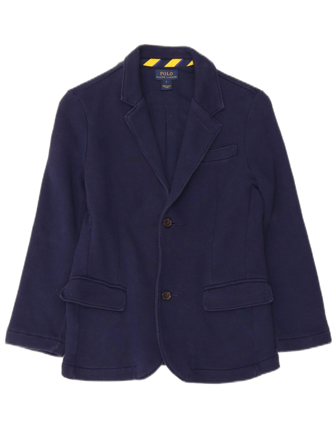 Jachetă Polo Ralph Lauren pentru băieți, cu 2 nasturi, 6-7 ani, bumbac bleumarin