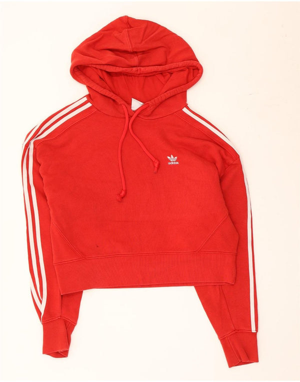 Jumper Adidas Crop Oversized Hoodie pentru femei UK 8 Small Red Bumbac