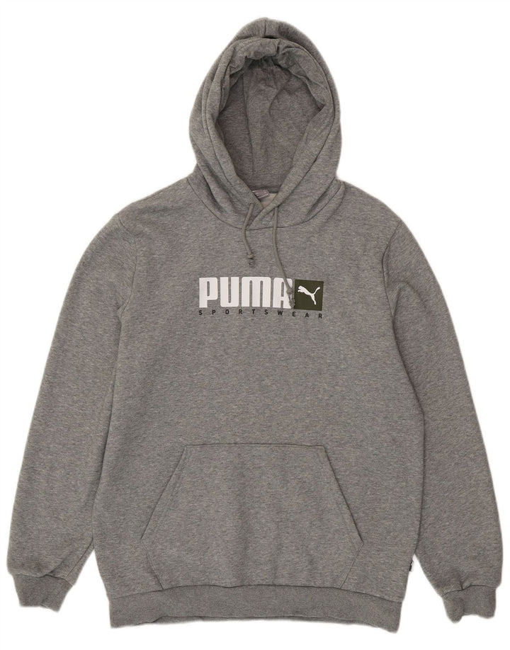 Pulover pentru bărbați Puma Graphic Hoodie, bumbac cu pete, gri mediu