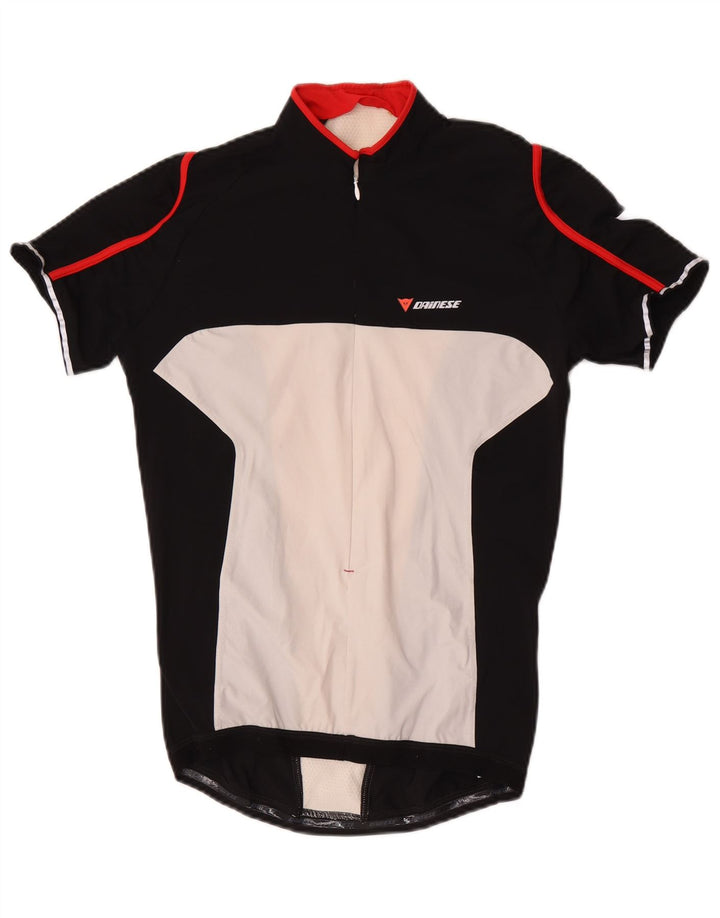 Top din jerseu Dainese pentru bărbați, cu mânecă scurtă, cu fermoar, negru, colorblock