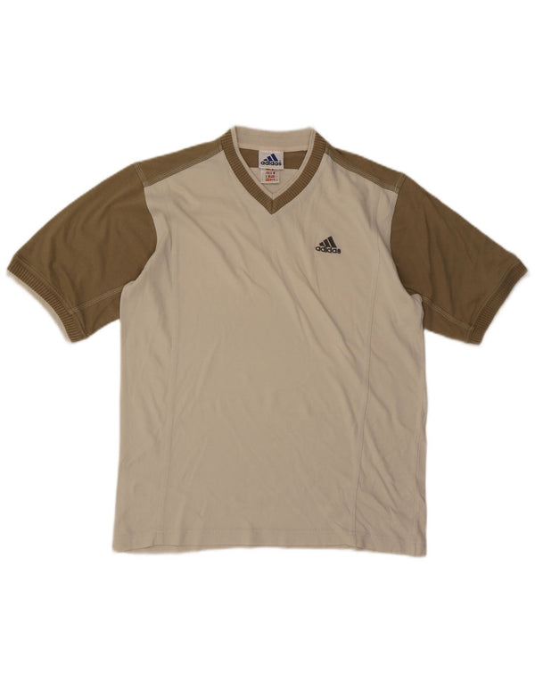 Tricou pentru bărbați Adidas Top UK 38/40 Medium Beige Colorblock Bumbac