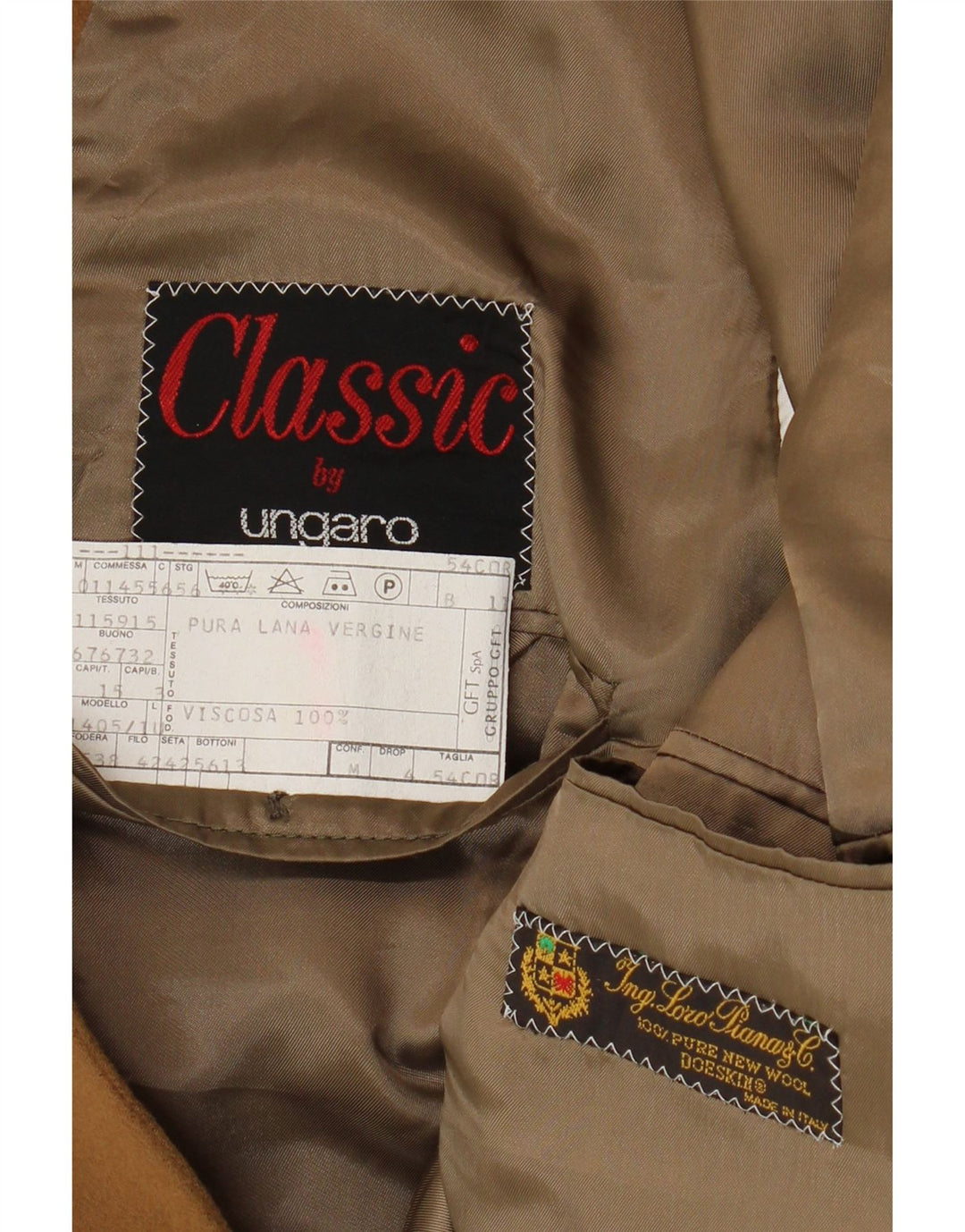 Blazer clasic pentru bărbați UNGARO cu 2 nasturi IT 54 2XL maro lână virgină