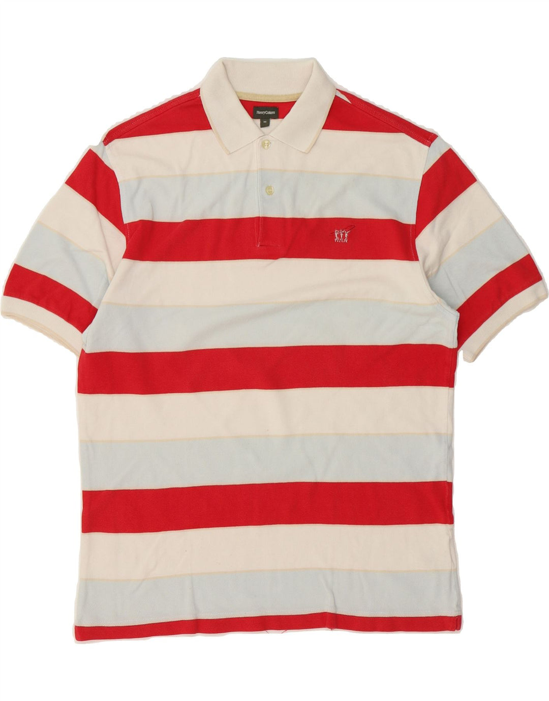 HENRY COTTONS Mens Polo Shirt Medium Red Striped Cotton Vintage Henry Cottons and Second-Hand Henry Cottons from Messina Hembry 