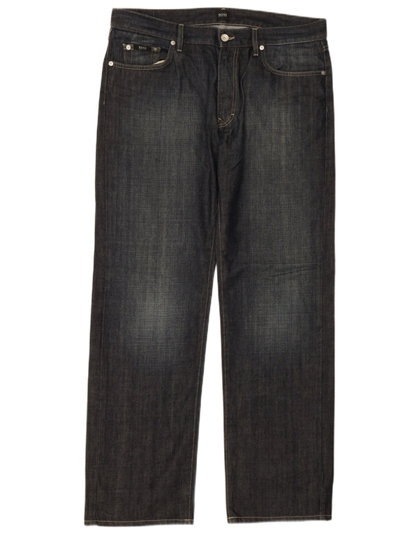 Blugi drepti pentru bărbați HUGO BOSS W36 L32 Bumbac bleumarin