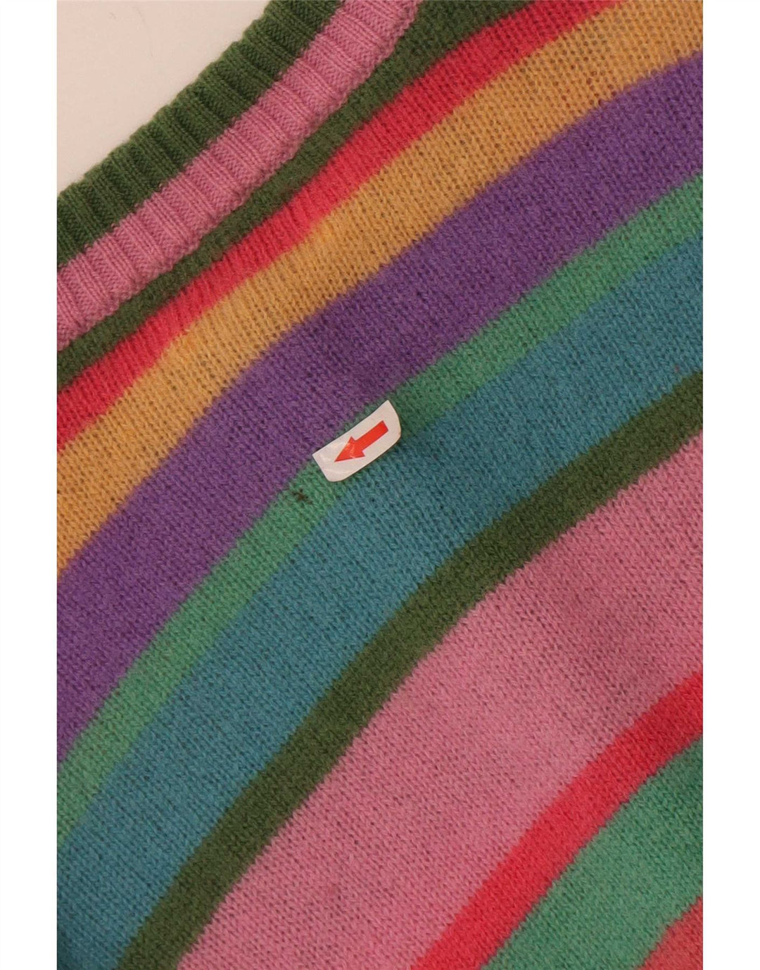 Pulover cardigan pentru femei Benetton UK 10 Lână cu dungi multicolore mici