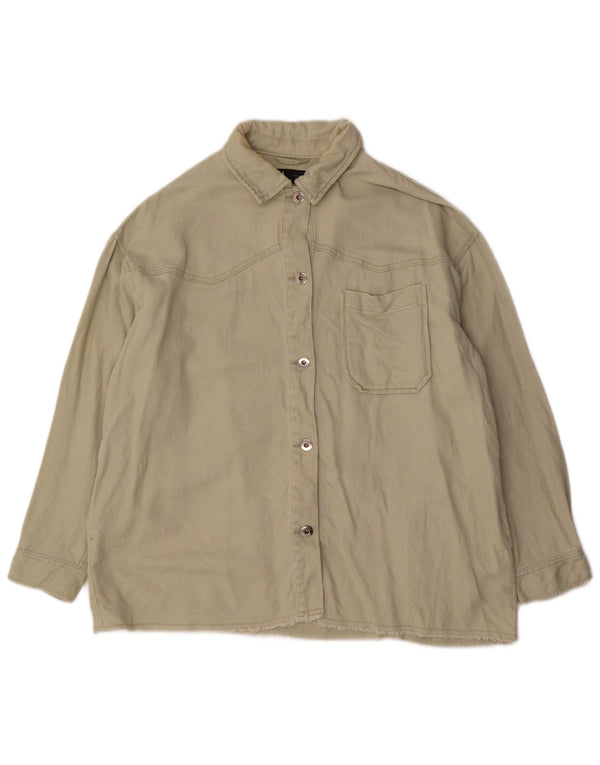 Cămașă supradimensionată pentru femei Zara UK 14, bumbac verde mediu