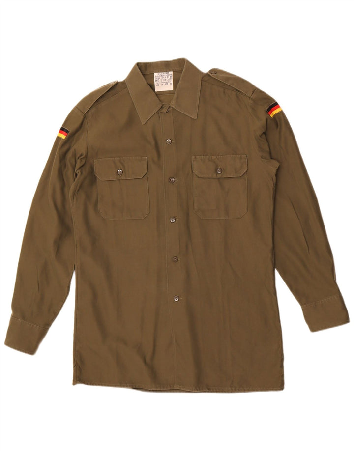 Cămașă militară vintage pentru bărbați Mărimea 39/40 Poliester kaki mediu