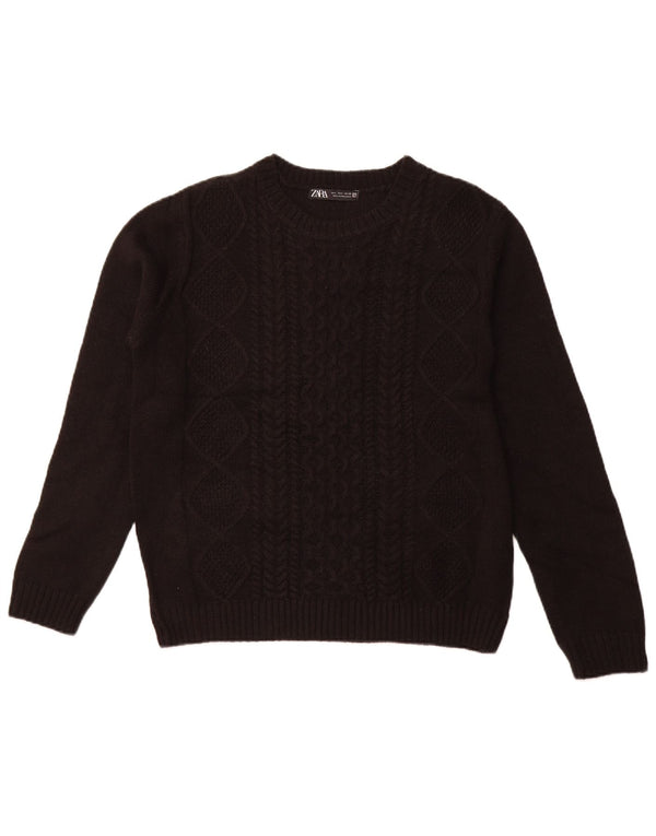 Pulover pentru damă Zara, cu gât turnut, mare, negru, acrilic