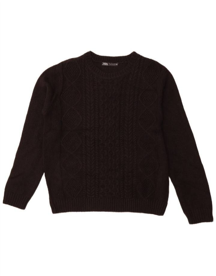 Pulover pentru damă Zara, cu gât turnut, mare, negru, acrilic