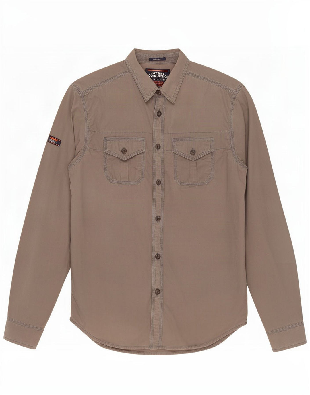 Cămașă Superdry pentru bărbați, bumbac, gri mediu