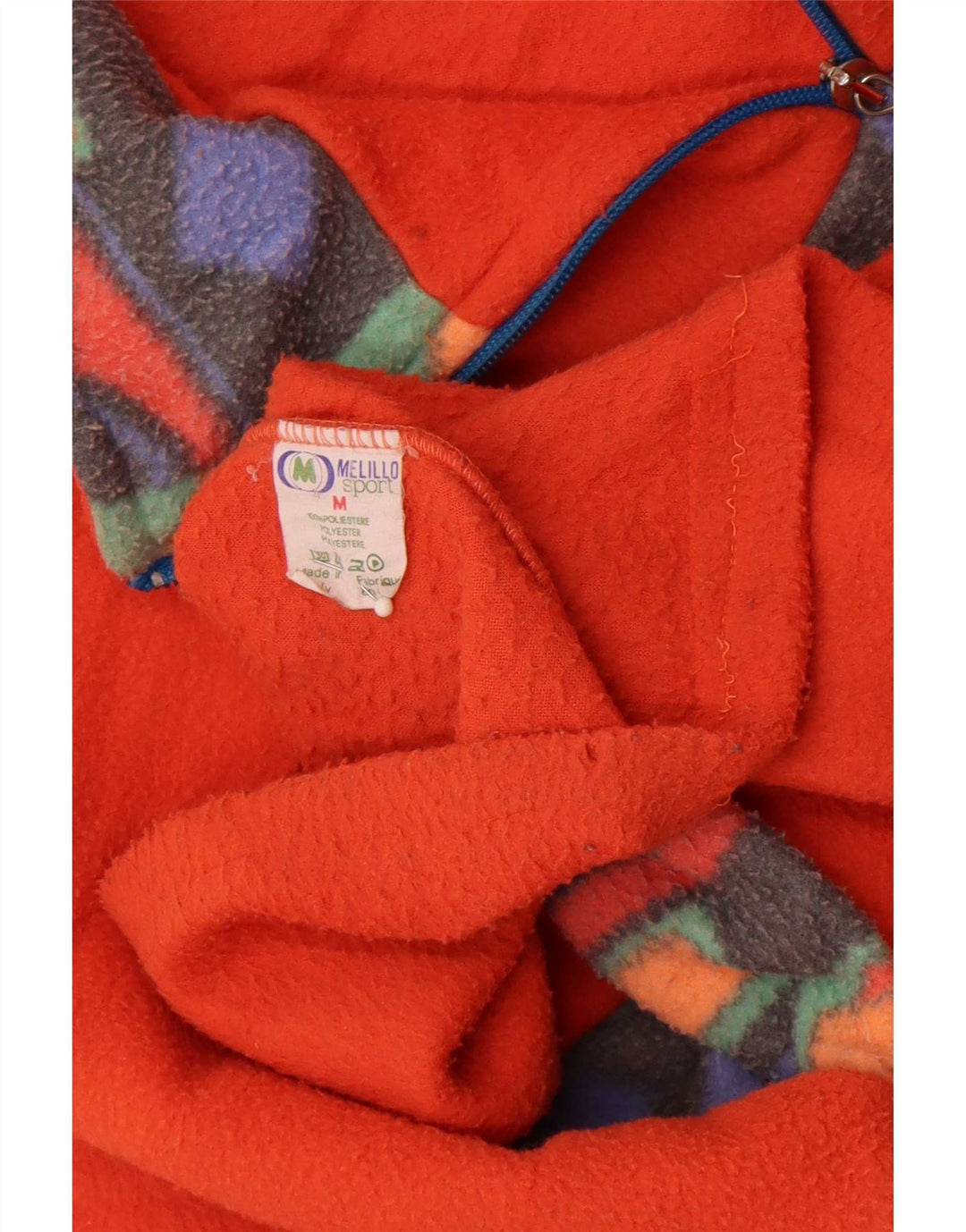 Jumper vintage pentru bărbați, cu grafică, cu fermoar și gât, din lână, portocaliu mediu, geometric