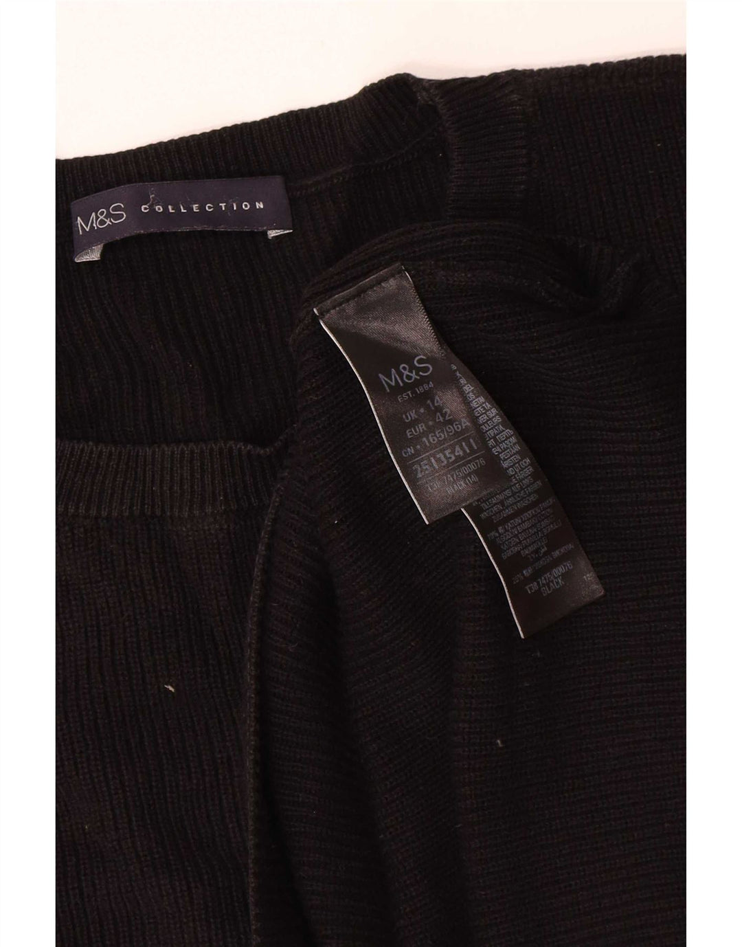 Pulover pentru femei Marks & Spencer cu decolteu triplu UK 14 mare negru