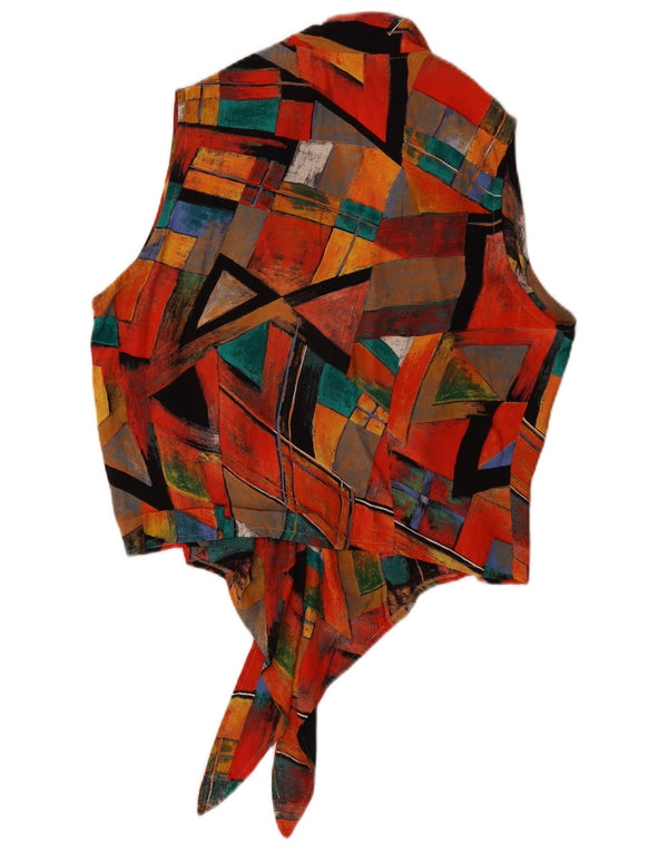 Bluză vintage pentru femei, cămașă fără mâneci UK 16 mare, multicoloră, geometrică