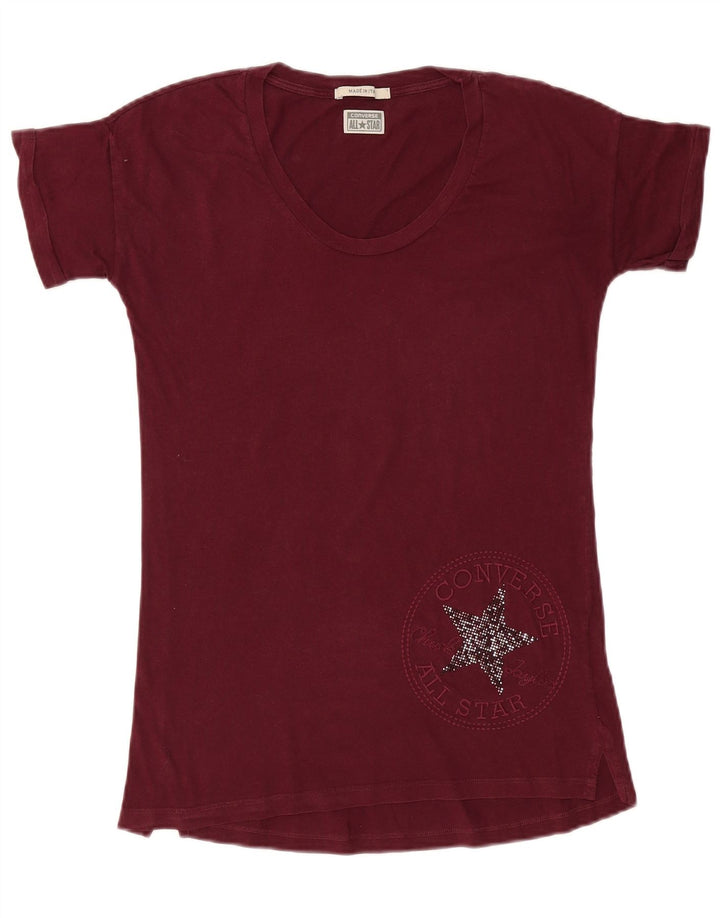 Tricou grafic Converse pentru femei Top UK 14 Medium Burgundy Bumbac