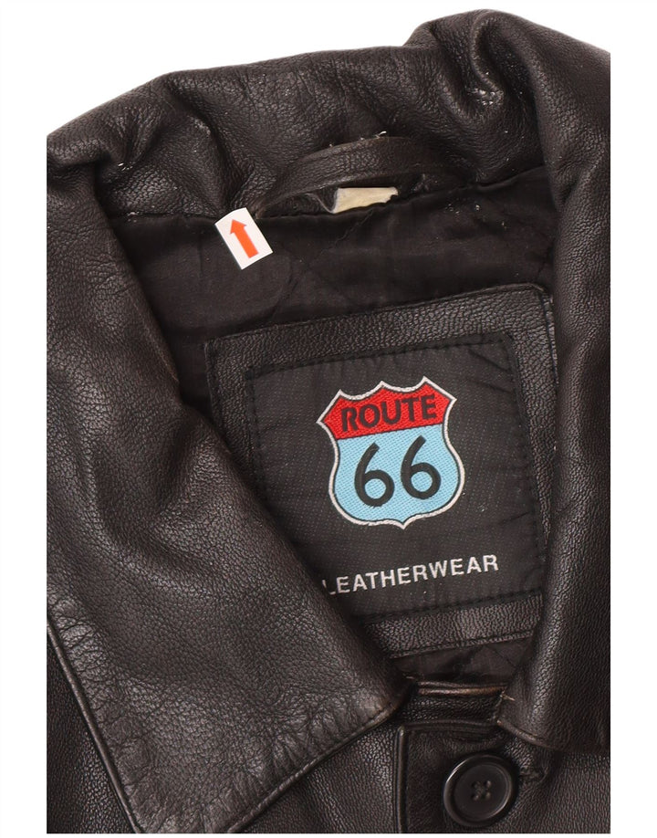 ROUTE 66 Mens Leather Jacket UK 42 XL Black Leather