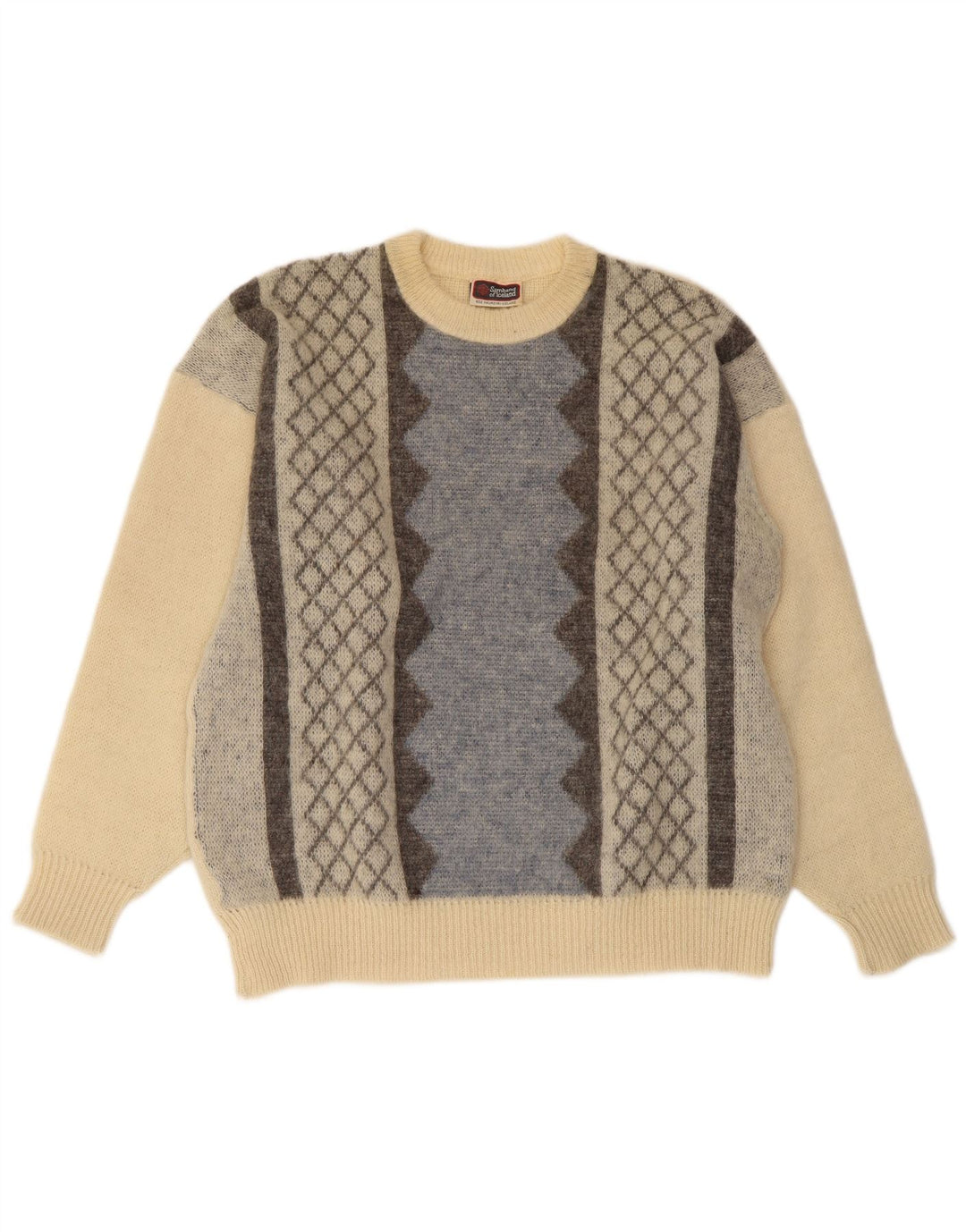 SAMBAND OF ICELAND Pulover pentru bărbați cu gât roșu, mare, bej