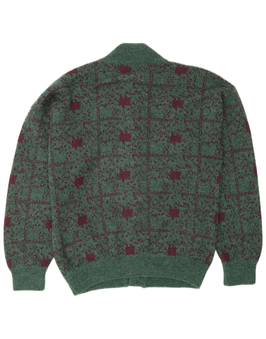 Pulover Cardigan Settebello pentru bărbați, lână cu carouri verzi mari