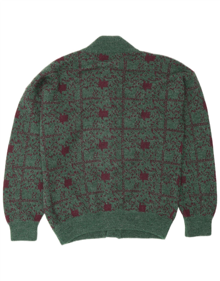 Pulover Cardigan Settebello pentru bărbați, lână cu carouri verzi mari