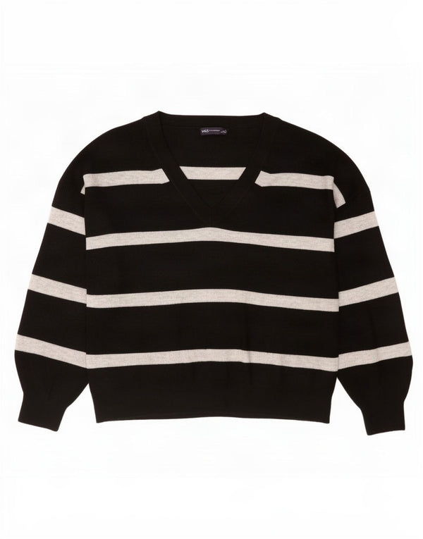 Pulover cu decolteu în V pentru femei Marks & Spencer UK 18 XL cu dungi negre