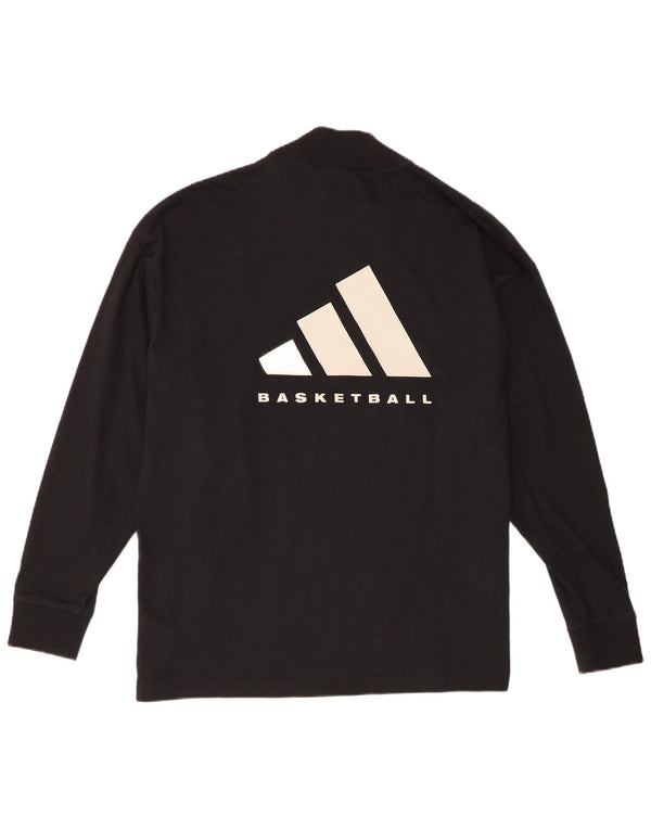 Tricou cu mânecă lungă, bumbac, negru mic, cu grafică, Adidas