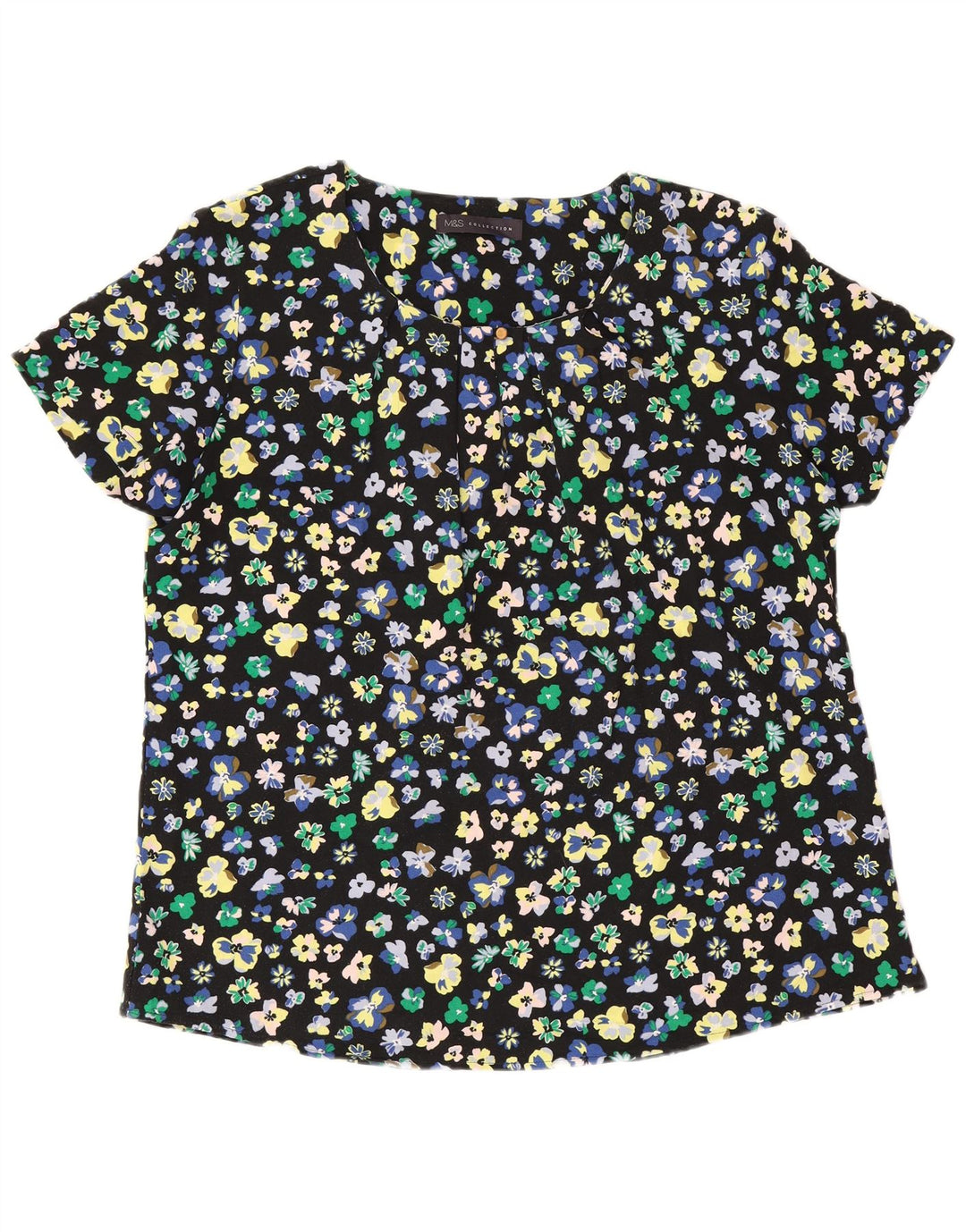 Bluză pentru femei Marks & Spencer UK 12 Poliester Floral Negru Mediu
