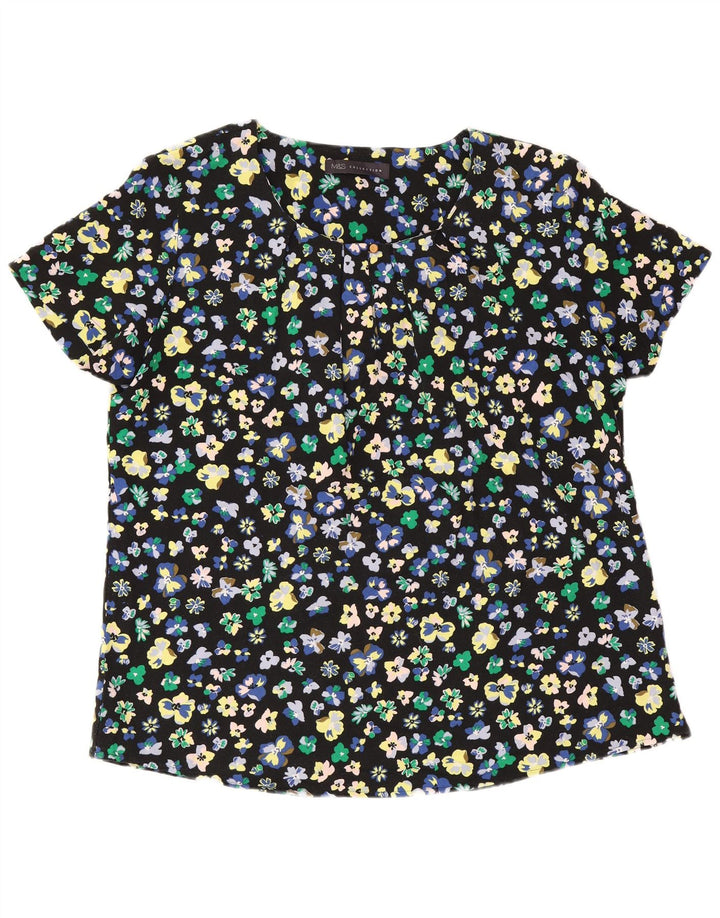 Bluză pentru femei Marks & Spencer UK 12 Poliester Floral Negru Mediu