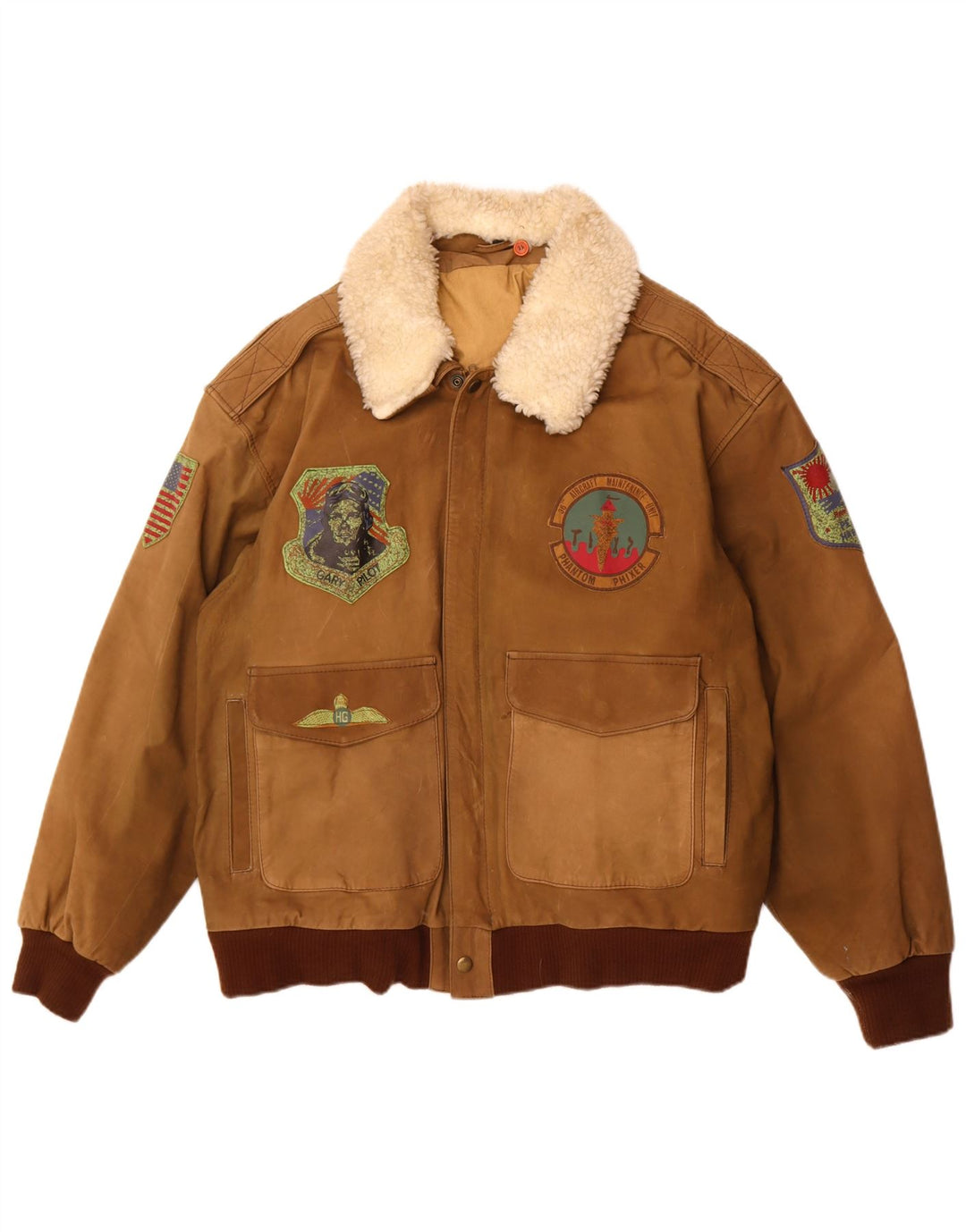 Jachetă din piele vintage pentru bărbați cu grafică IT 56 3XL maro