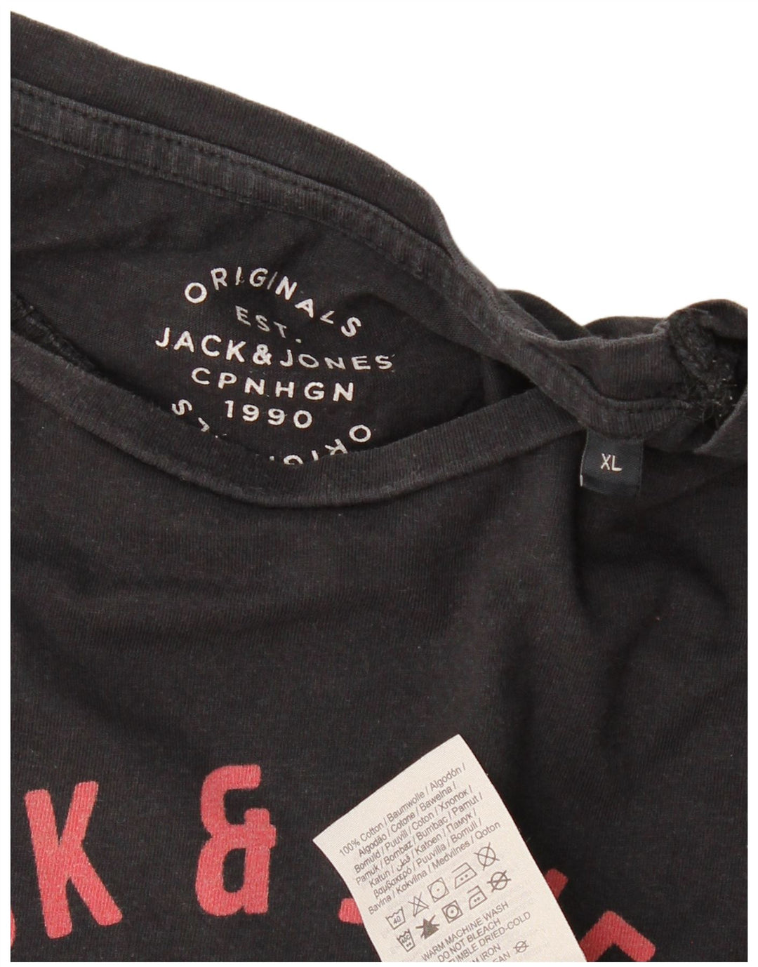 JACK & JONES Tricou grafic pentru bărbați Originals Top XL Bumbac negru