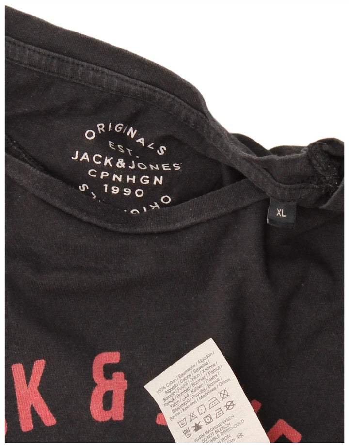 JACK & JONES Tricou grafic pentru bărbați Originals Top XL Bumbac negru