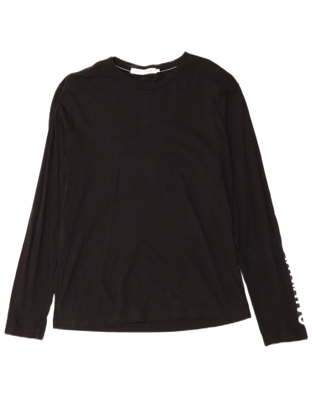 Calvin Klein Jeans Top grafic pentru bărbați cu mânecă lungă, mare, negru, bumbac