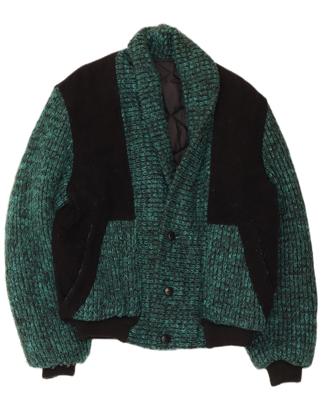 Jachetă Bomber Vintage pentru bărbați din tricot UK 38 Medium Green Colorblock