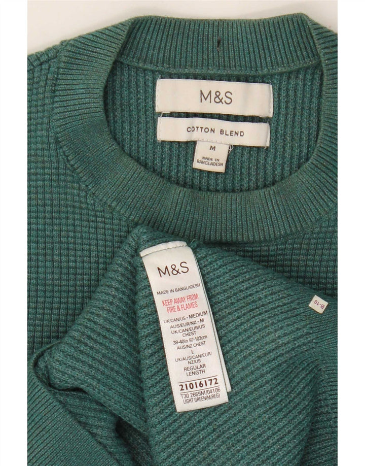 Pulover pentru bărbați Marks & Spencer, cu gât crew, poliester verde mediu